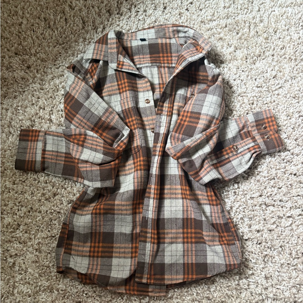 Plaid Shirt in Orange and Gray